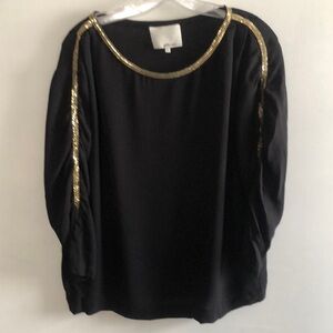 3.1 Phillip Lim Black and Gold Embellished Boxy Blouse